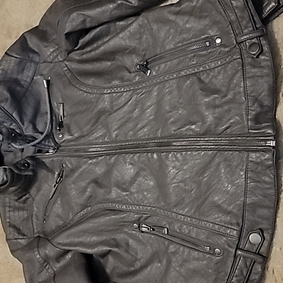 J2 Jou Jou Juniors' Faux-Leather Knit-Hood Jacket - Picture 4 of 8